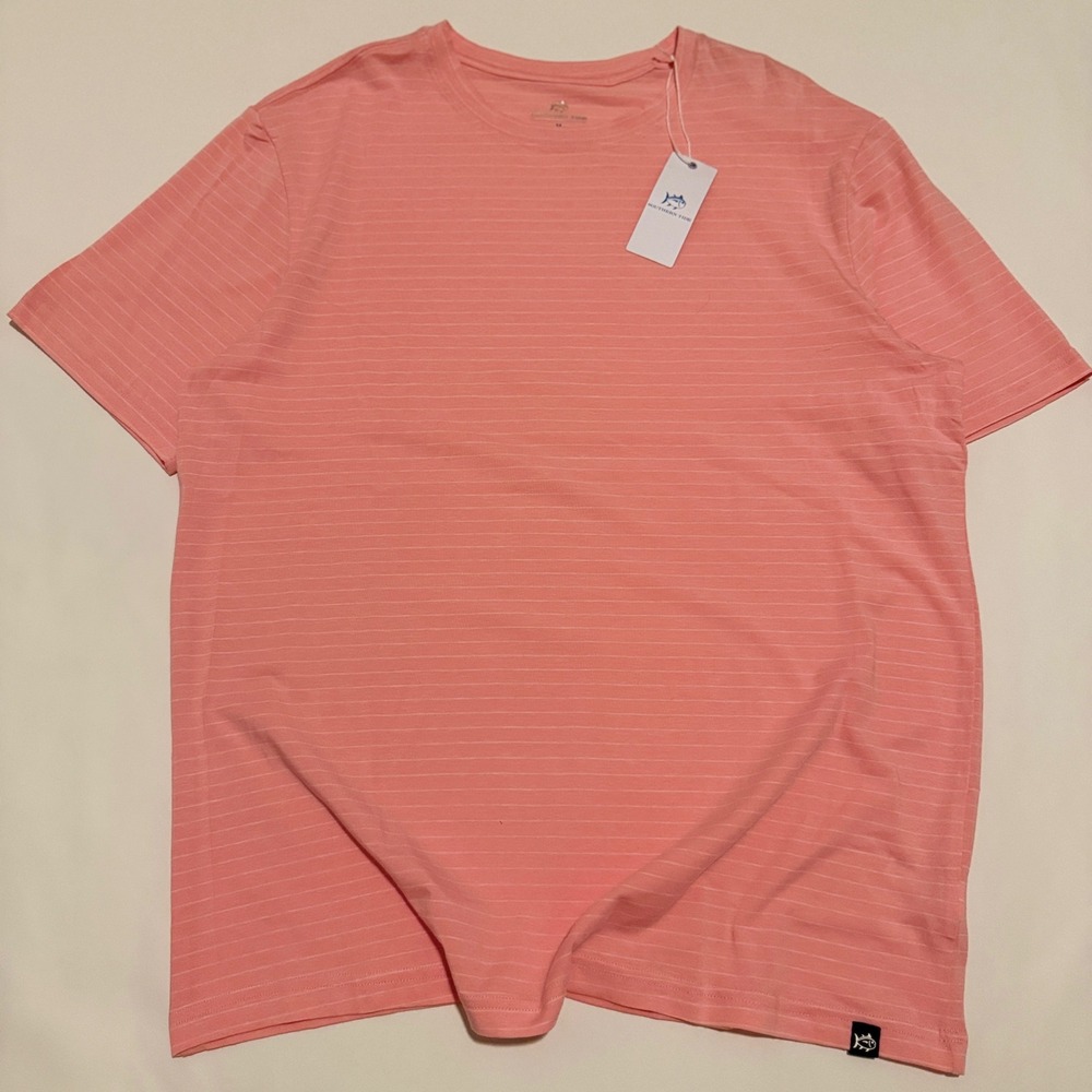 Southern Tide T-Shirt Mens Medium Petal Pink Seaport Kinston Stripe Tee 11480